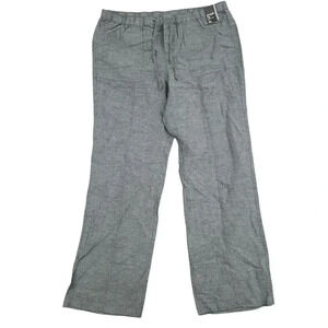 NWT New York & Company Women Straight Leg Pants XL Linen  Blend Gray  27PT